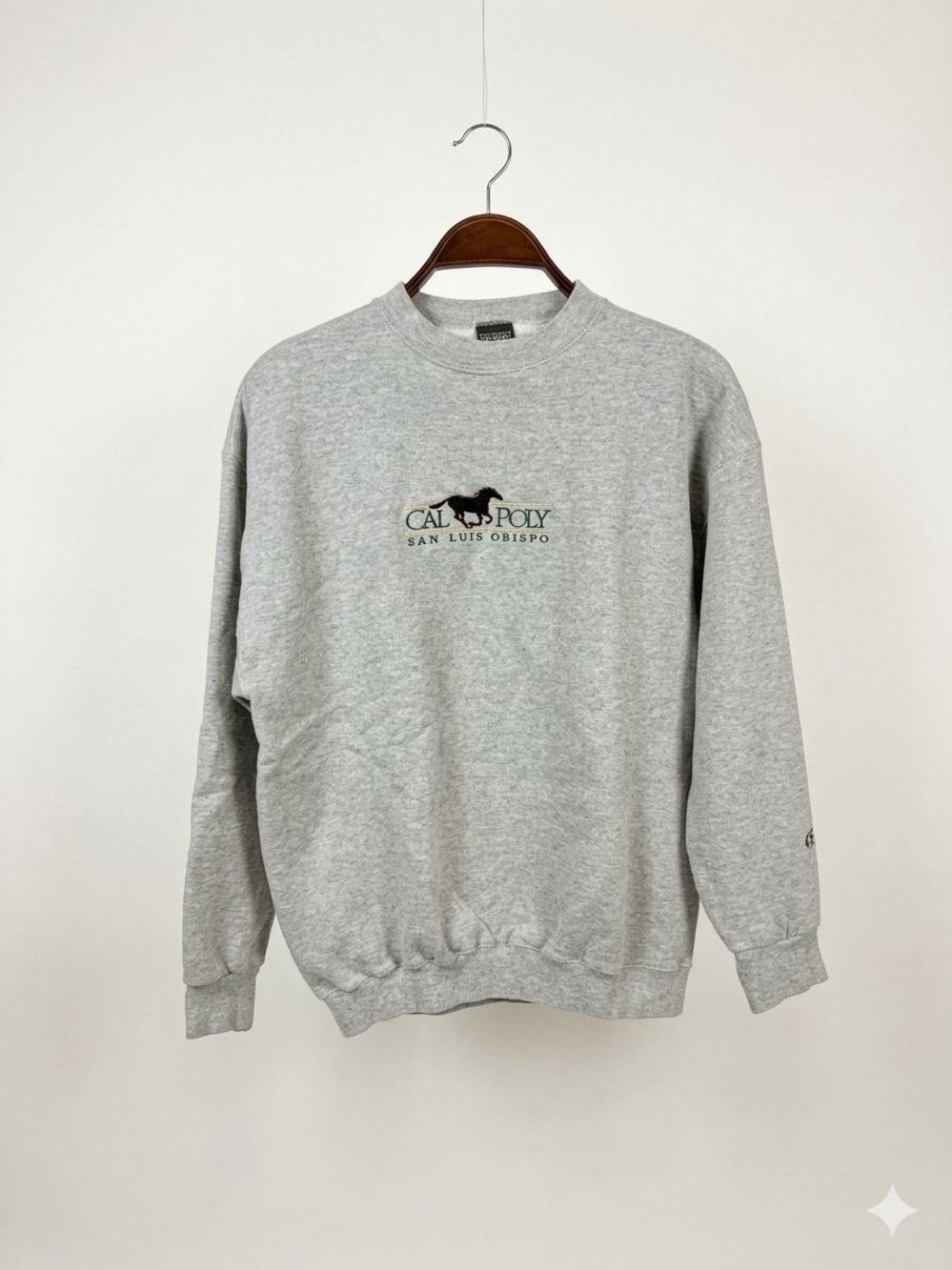 MV Sport Heather Gray Cal Poly Embroidered Vintage Crewneck Sweatshirt